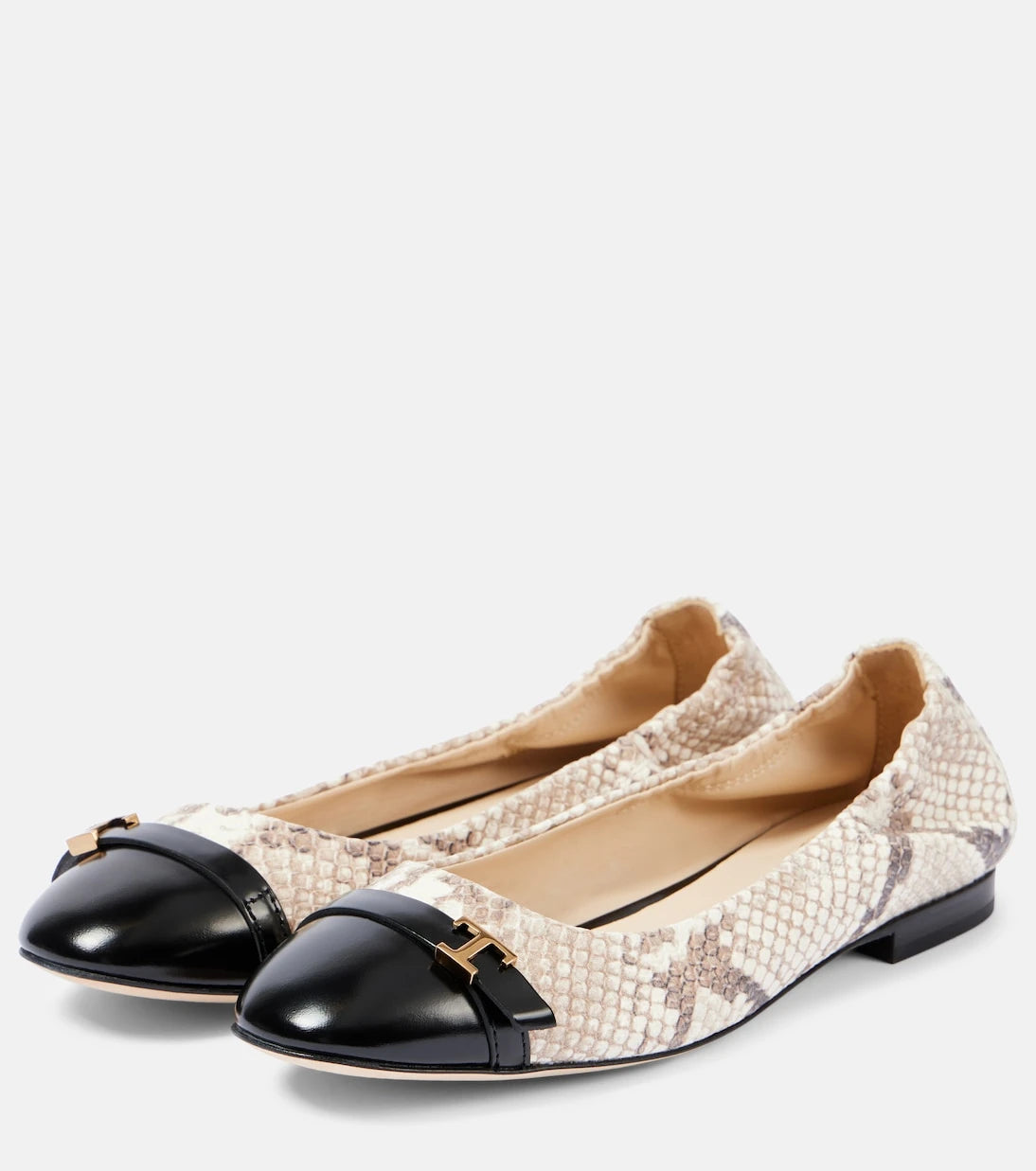 Tod's - Snake-effect leather ballet flats