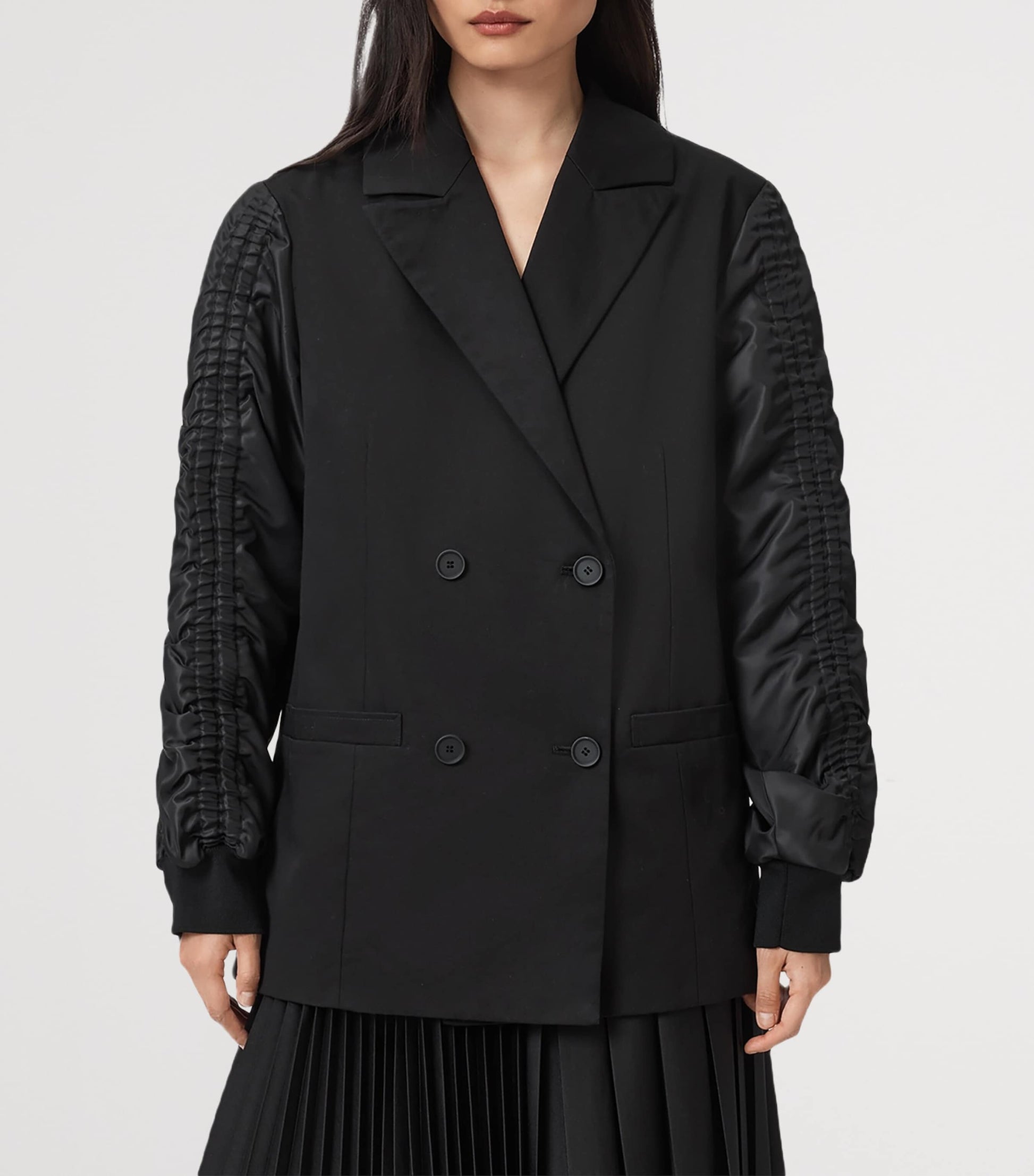 AllSaints Black Lorna Bomber Blazer