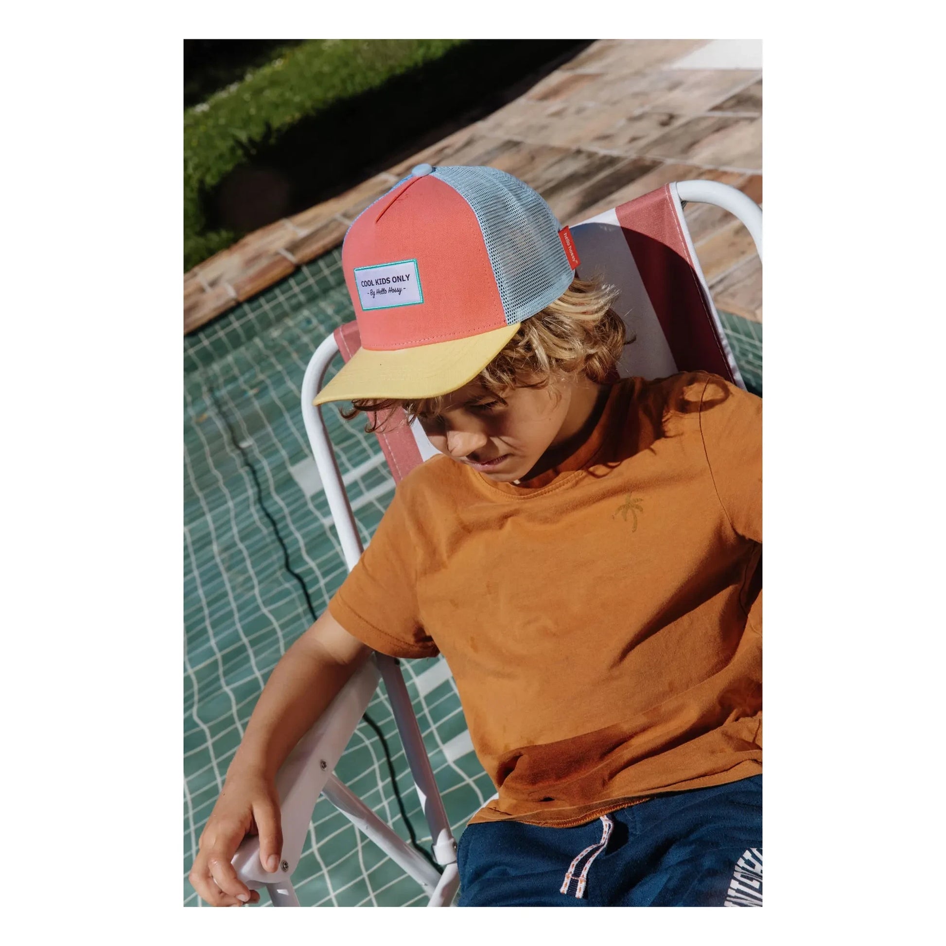 Hello Hossy - Trucker Mini Organic Cotton Curved Visor Cap | Coral