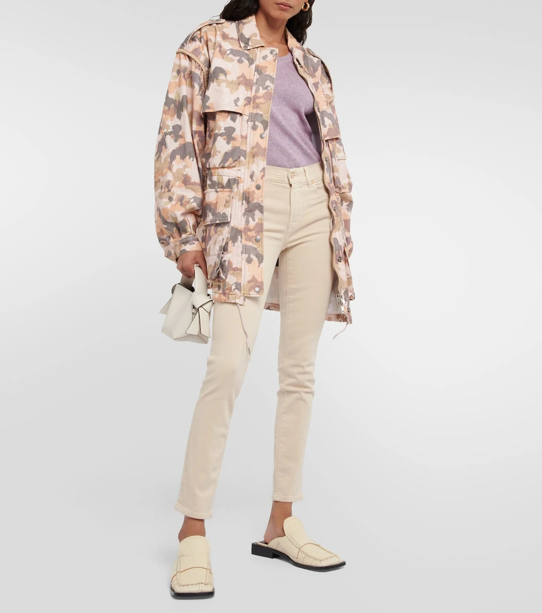 7 For All Mankind - بنطال جينز روكسان بقصّة سلم وخصر متوسط الارتفاع