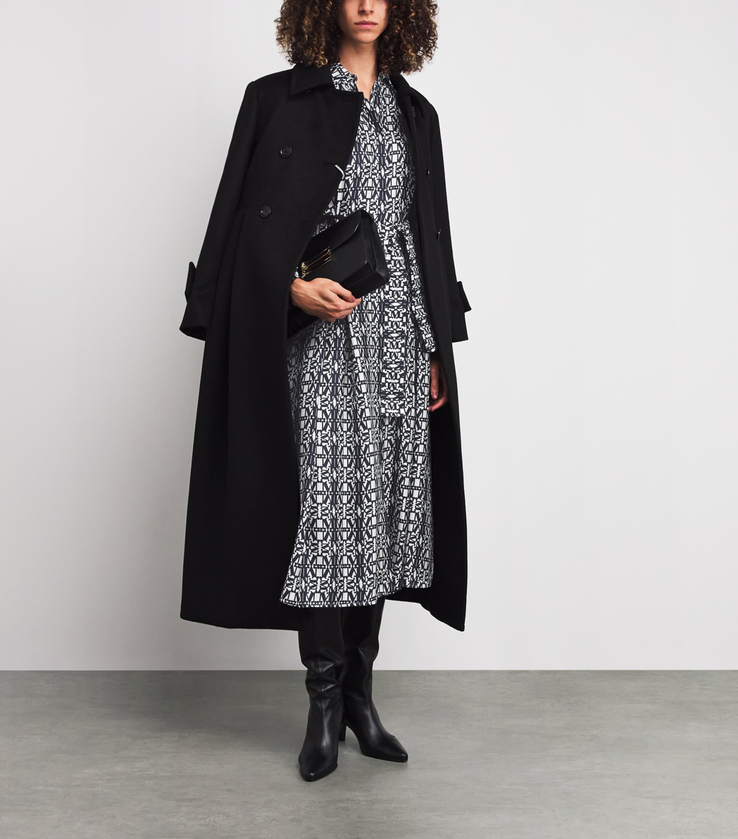 Blue Silk Monogram Midi Shirt Dress