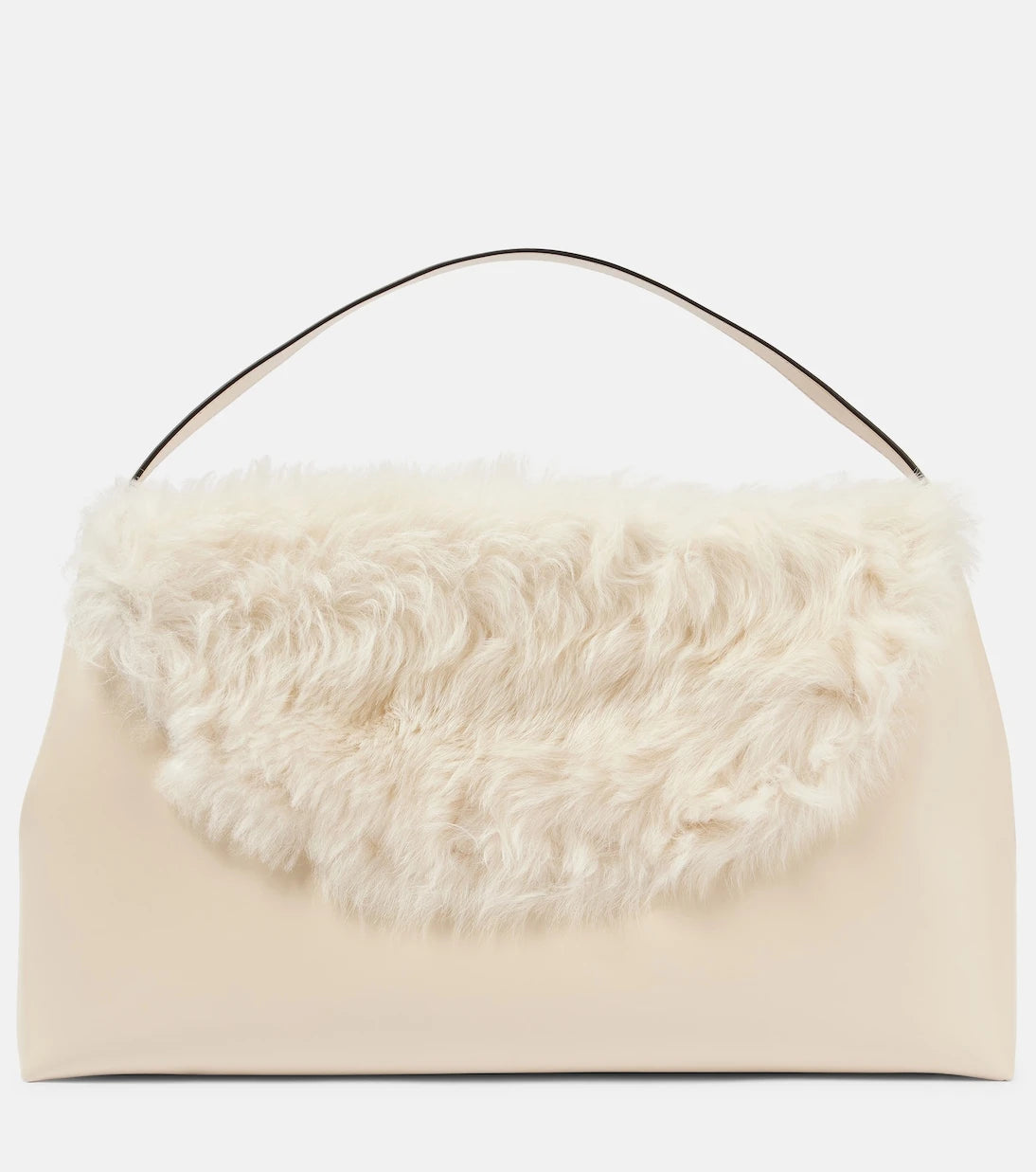 Toteme - T-Lock Büyük shearling astarlı omuz çantası