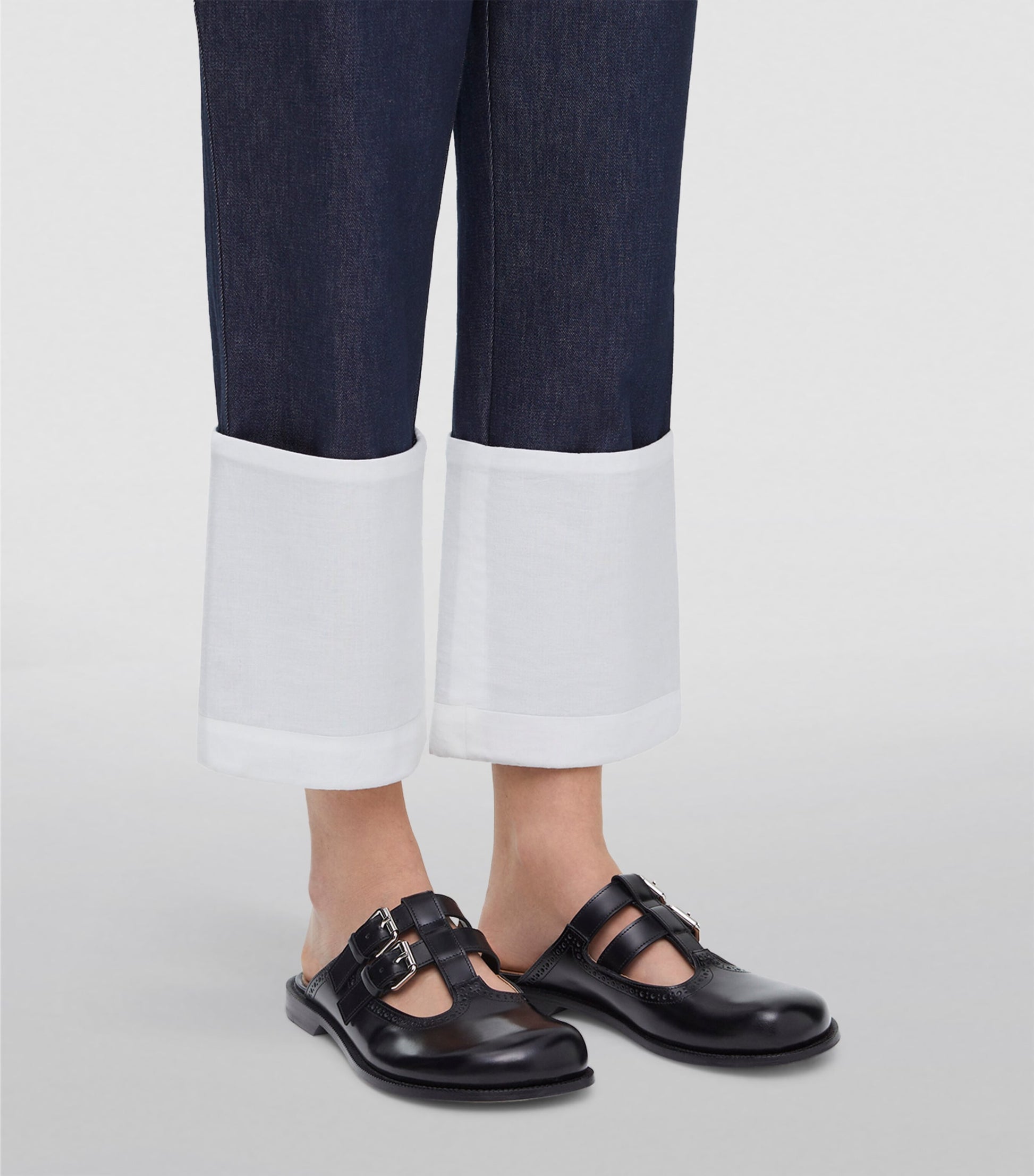 LOEWE Black Leather Campo Mary Jane Mules