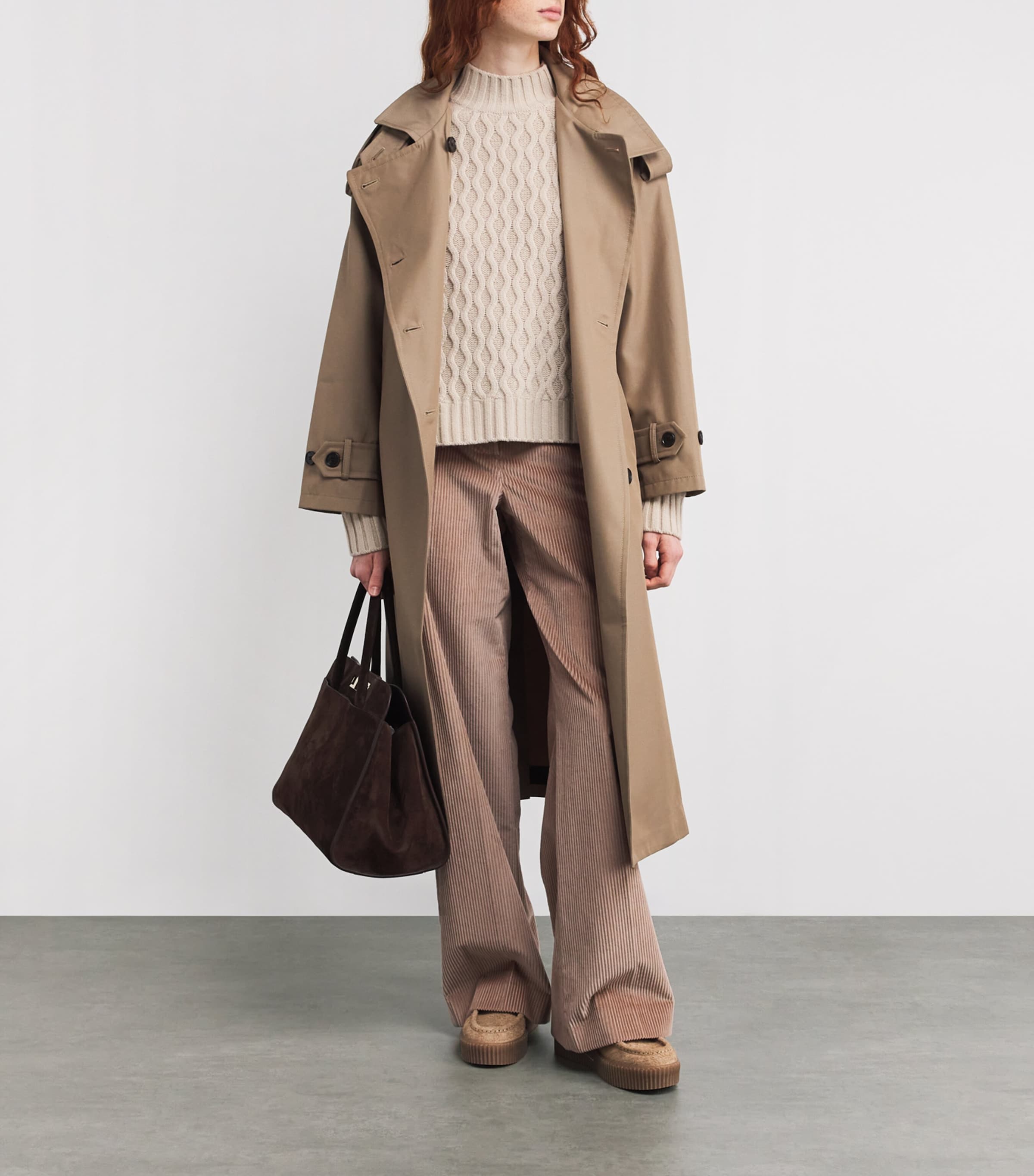 Beige Virgin Wool High-Neck Sweater