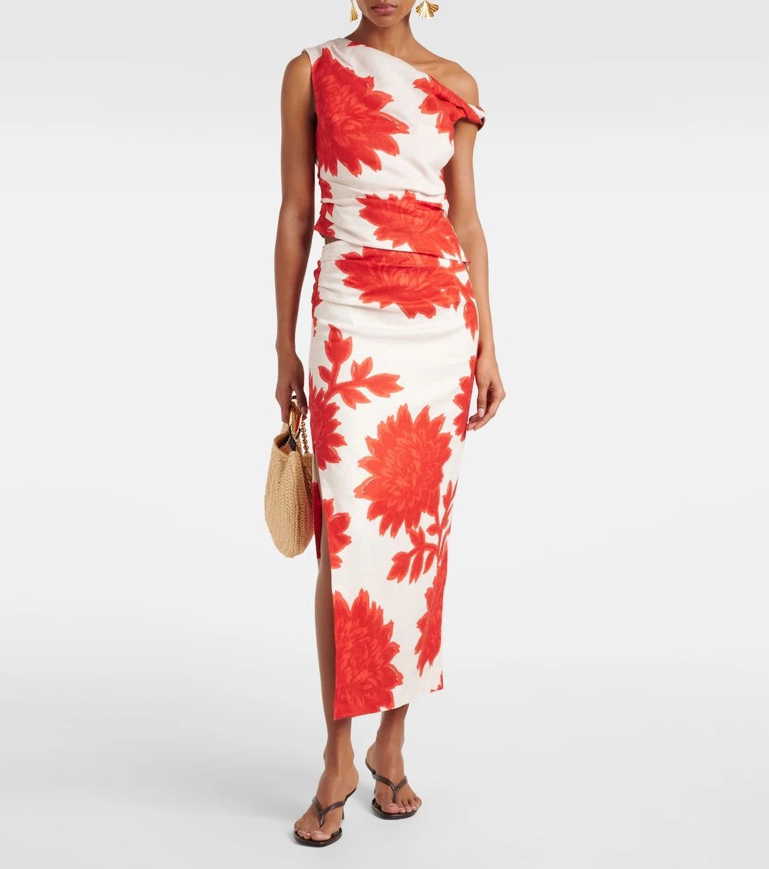 SIR - Floral draped linen top