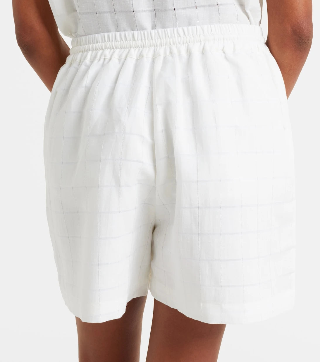 Asceno - Boston checked linen and cotton shorts