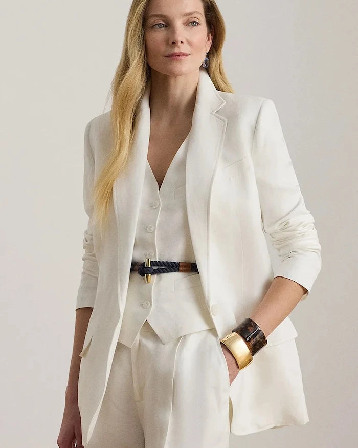 Lauren Ralph Lauren tek düğmeli kadın keten ceket