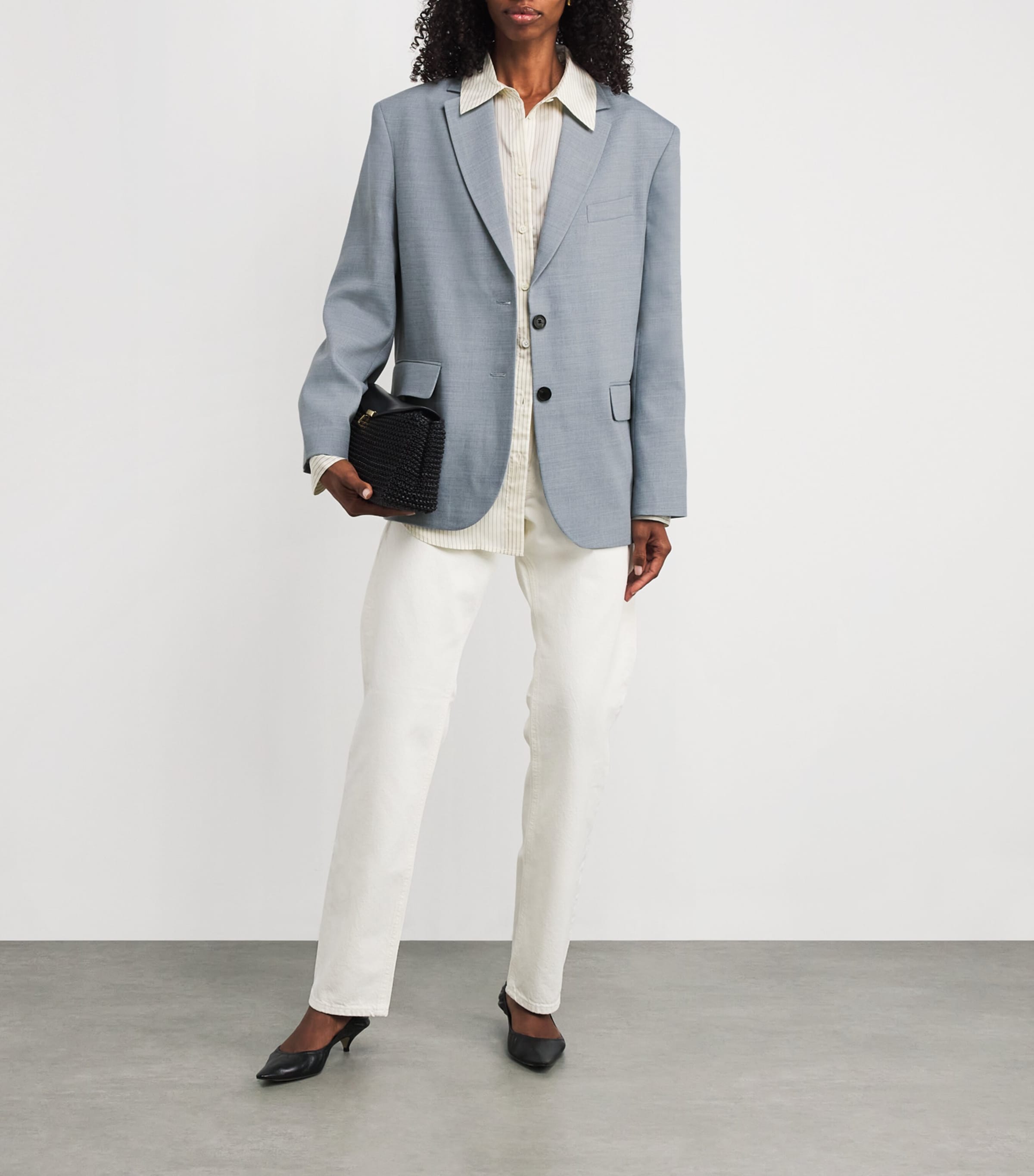 ANINE BING Blue Quinn Single-Breasted Blazer