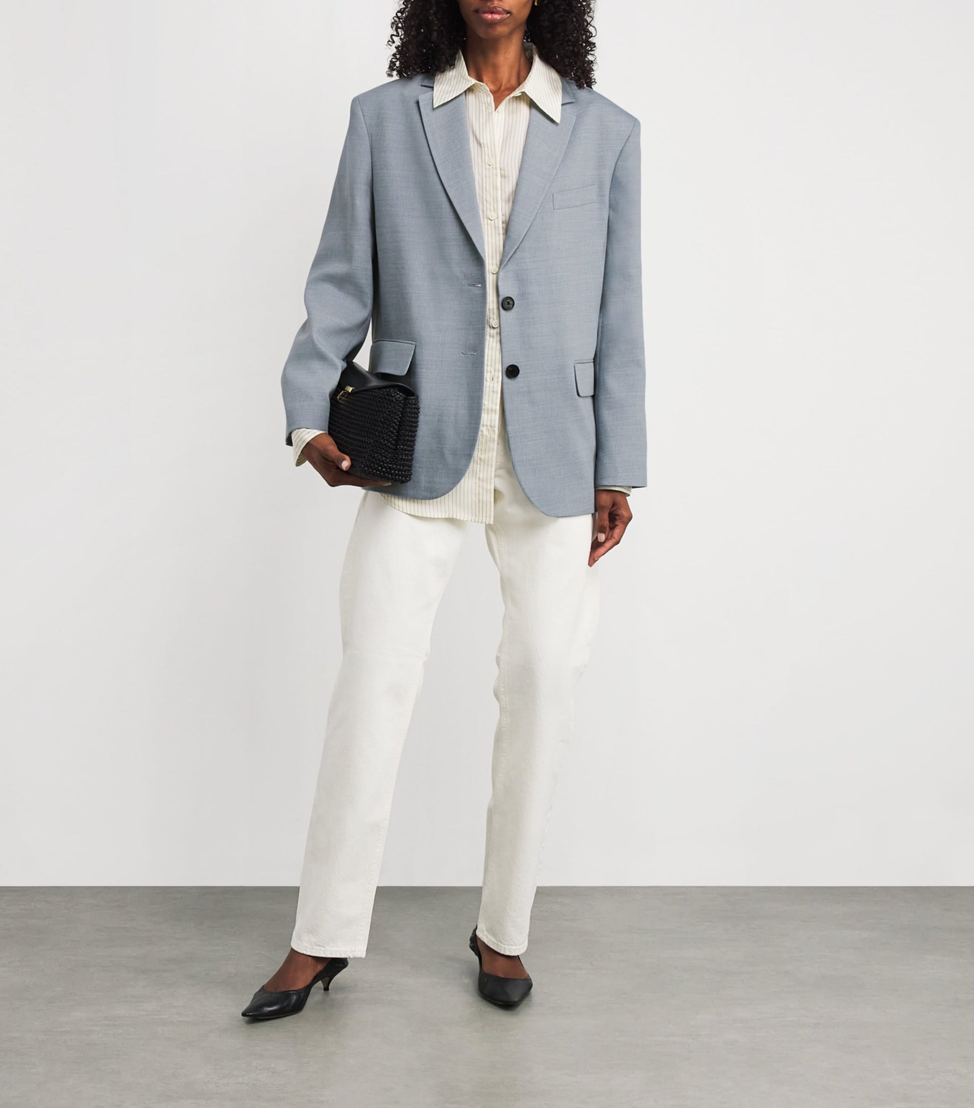 ANINE BING Blue Quinn Single-Breasted Blazer