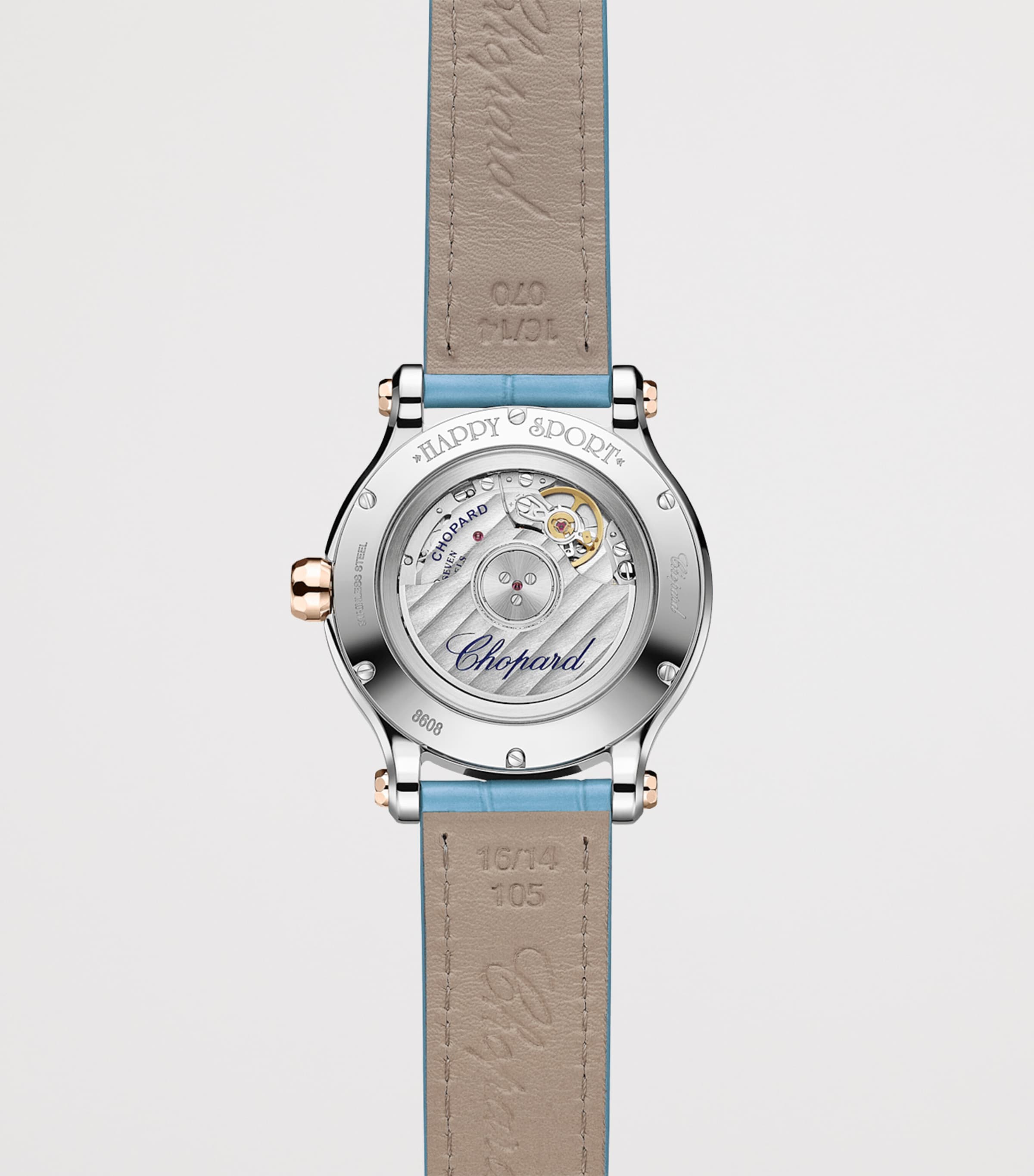 Rose Gold, Lucent Steel and Diamond Happy Sport Watch 33mm