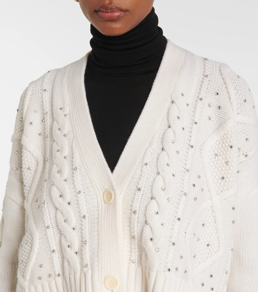 Max Mara - سترة كارديجان Musica من الصوف والكشمير بنمط كابل