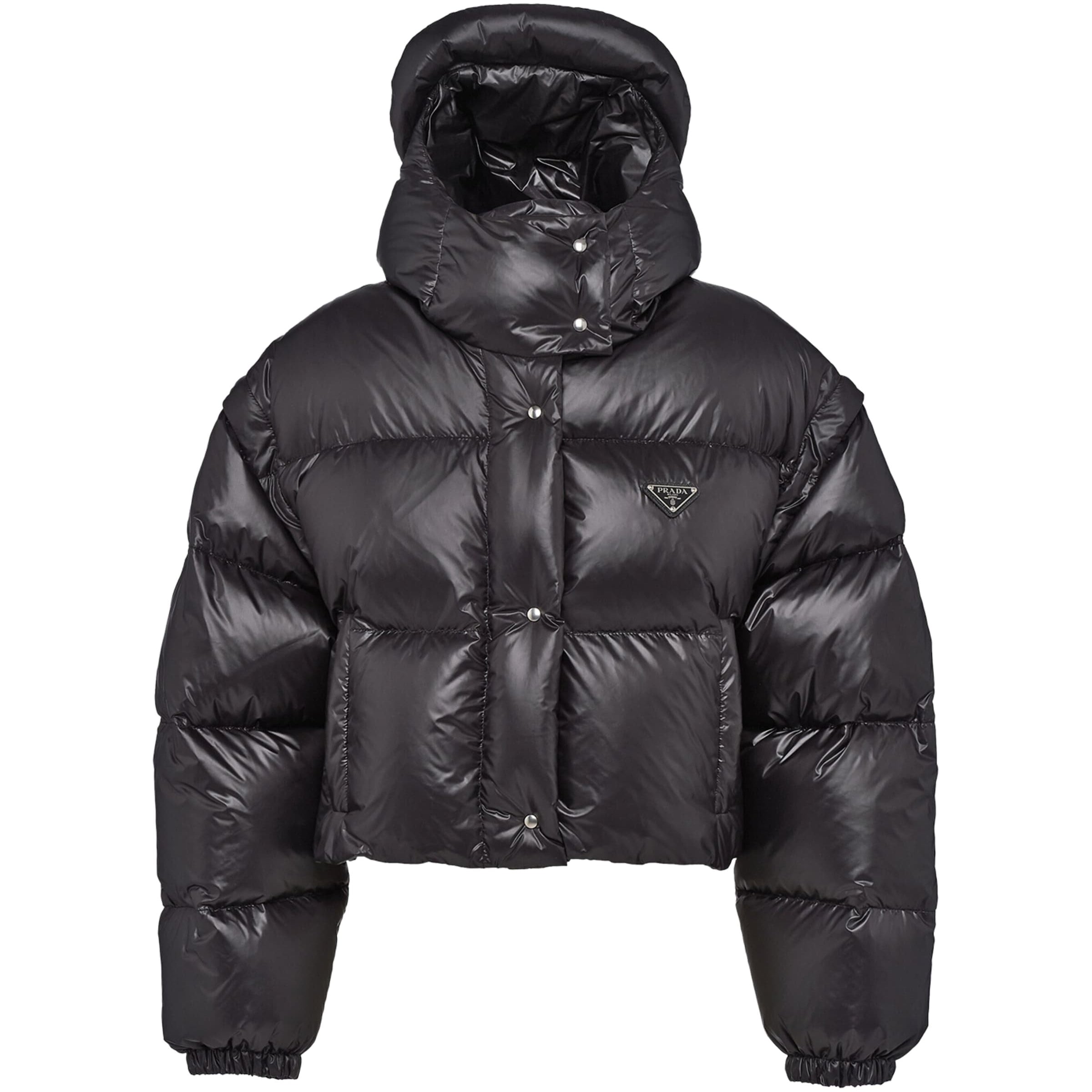 Prada Black Crop Re-Nylon Puffer Jacket