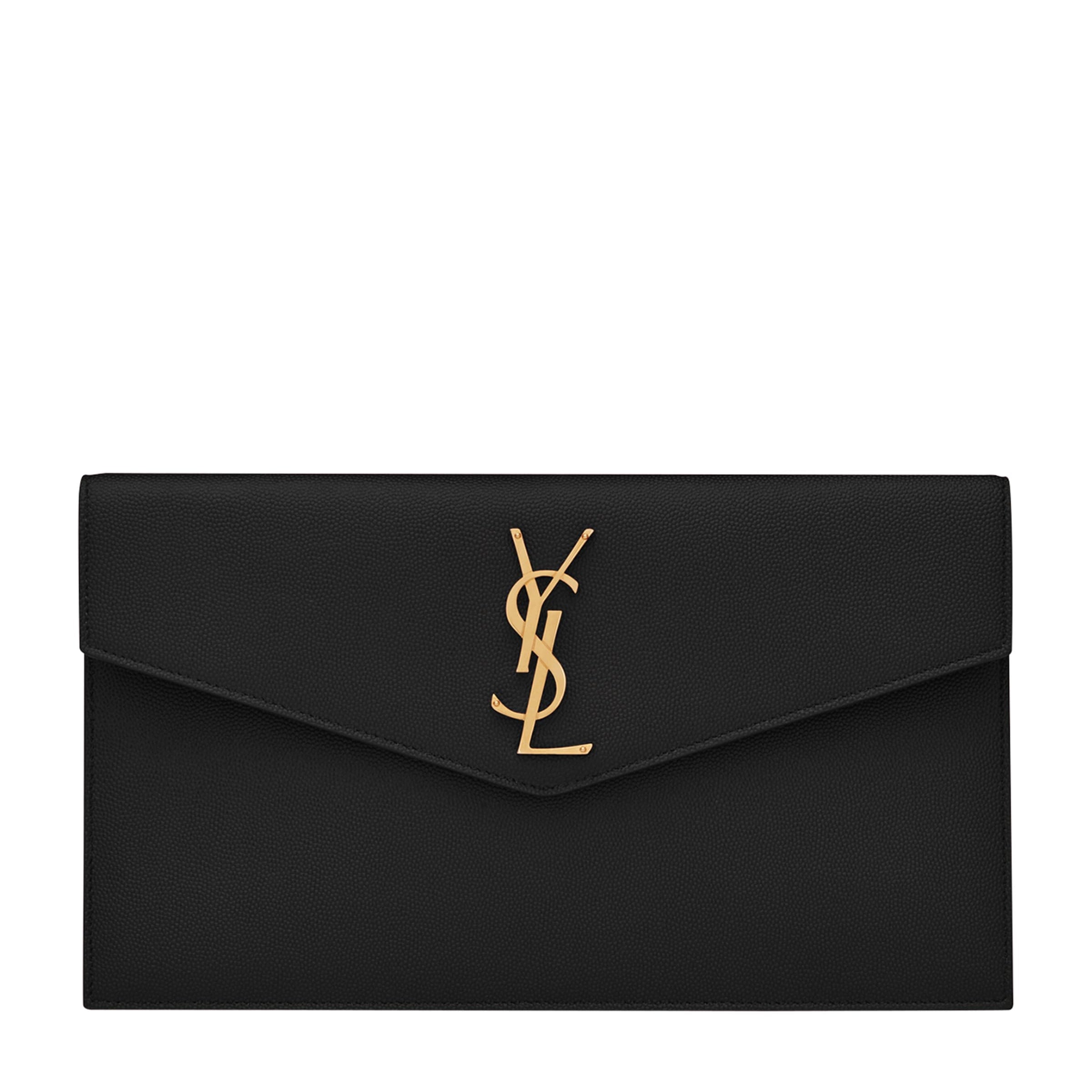 Saint Laurent Black Leather Uptown Clutch Bag