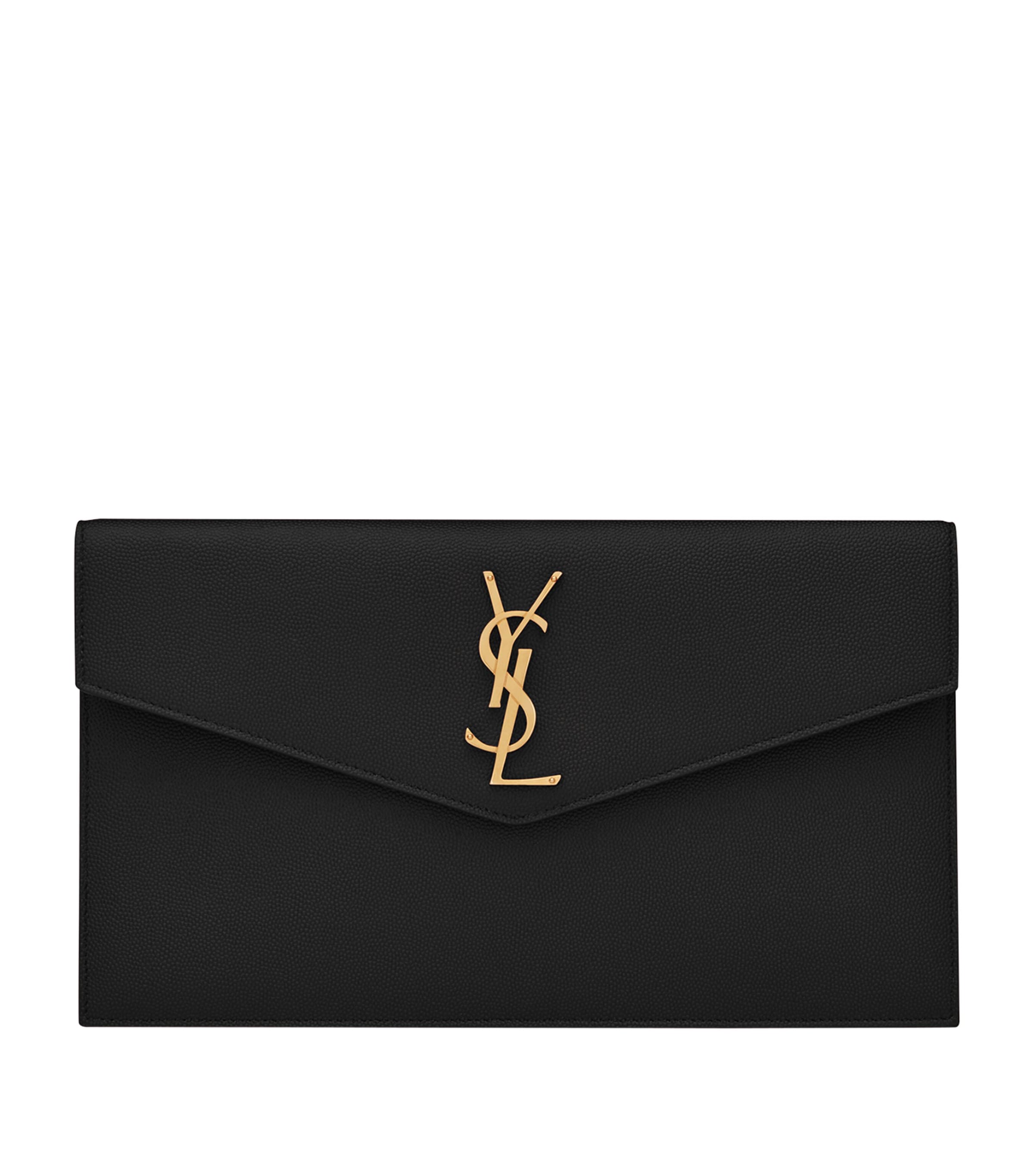 Saint Laurent Black Leather Uptown Clutch Bag