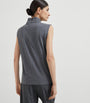 Brunello Cucinelli Grey Cotton Sequin-Stripe Sleeveless Top