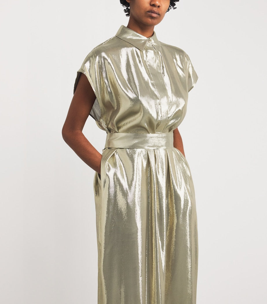 SASUPHI Gold Silk-Blend Francesca Maxi Dress