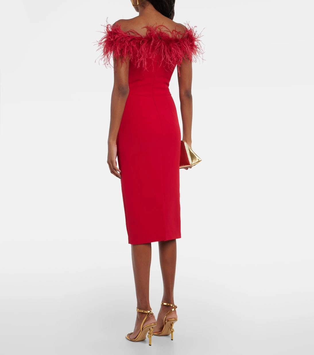 Safiyaa - Starling feather-trimmed midi dress