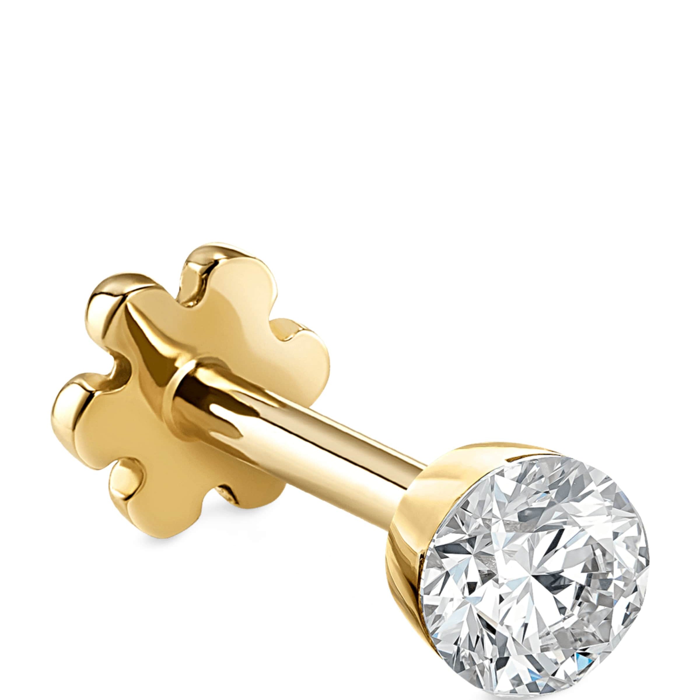 Maria Tash Yellow Gold and Diamond Threaded Stud Earring (2.5mm)