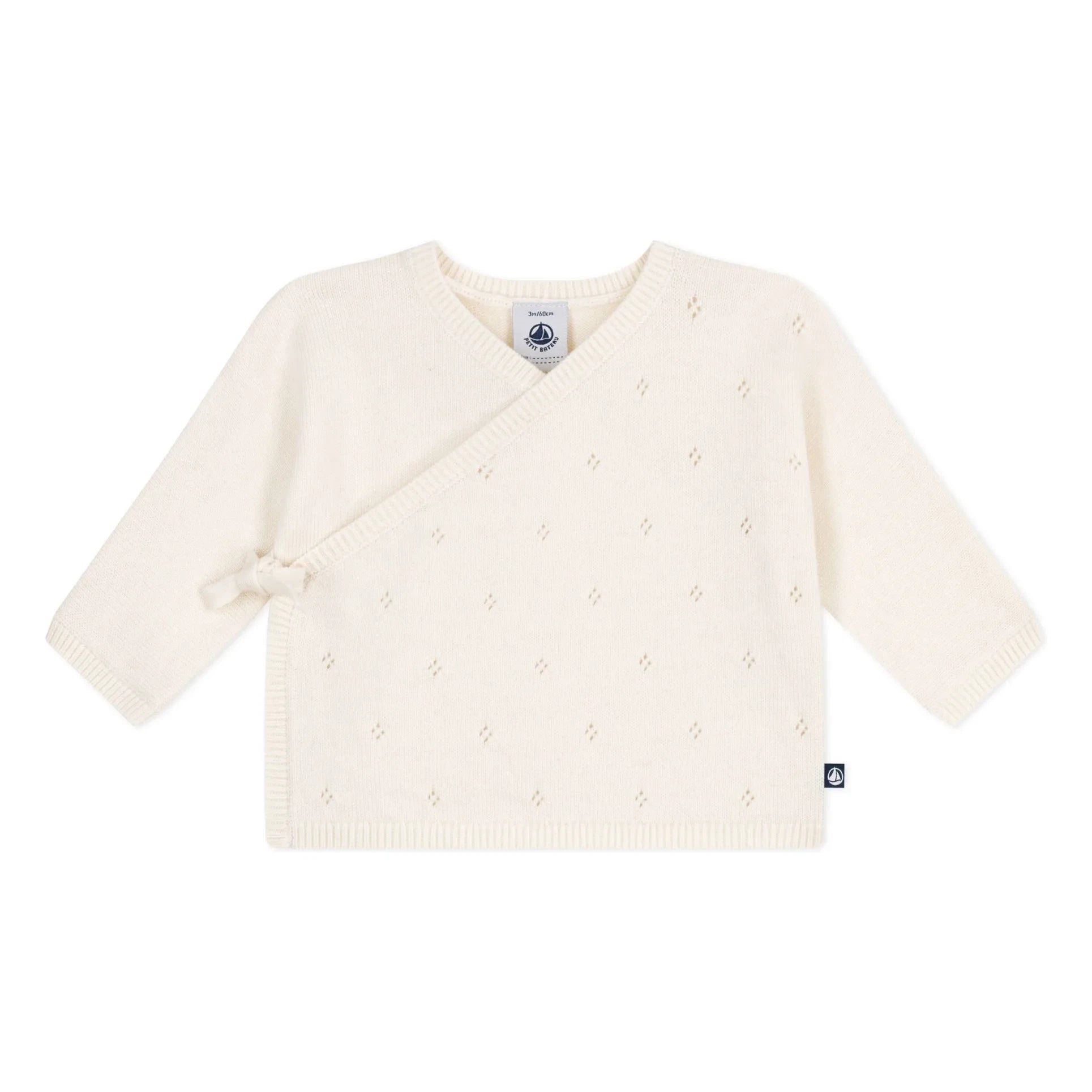 Petit Bateau - Pointelle Laine wrap cardigan | Ecru