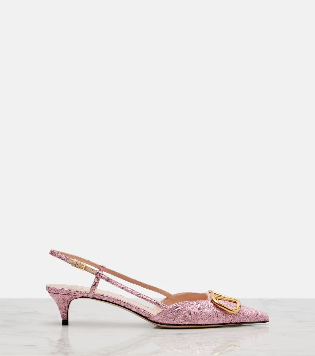 Valentino Garavani - VLogo cloqué jacquard slingback pumps