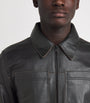 Black Contrast Stitch Leather Jacket