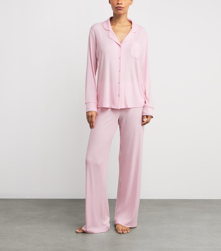 Skims Pink Ribbed Soft Lounge Pyjama Set