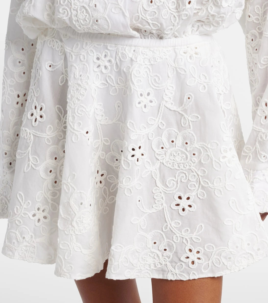 Norma Kamali - Broderie anglaise cotton miniskirt