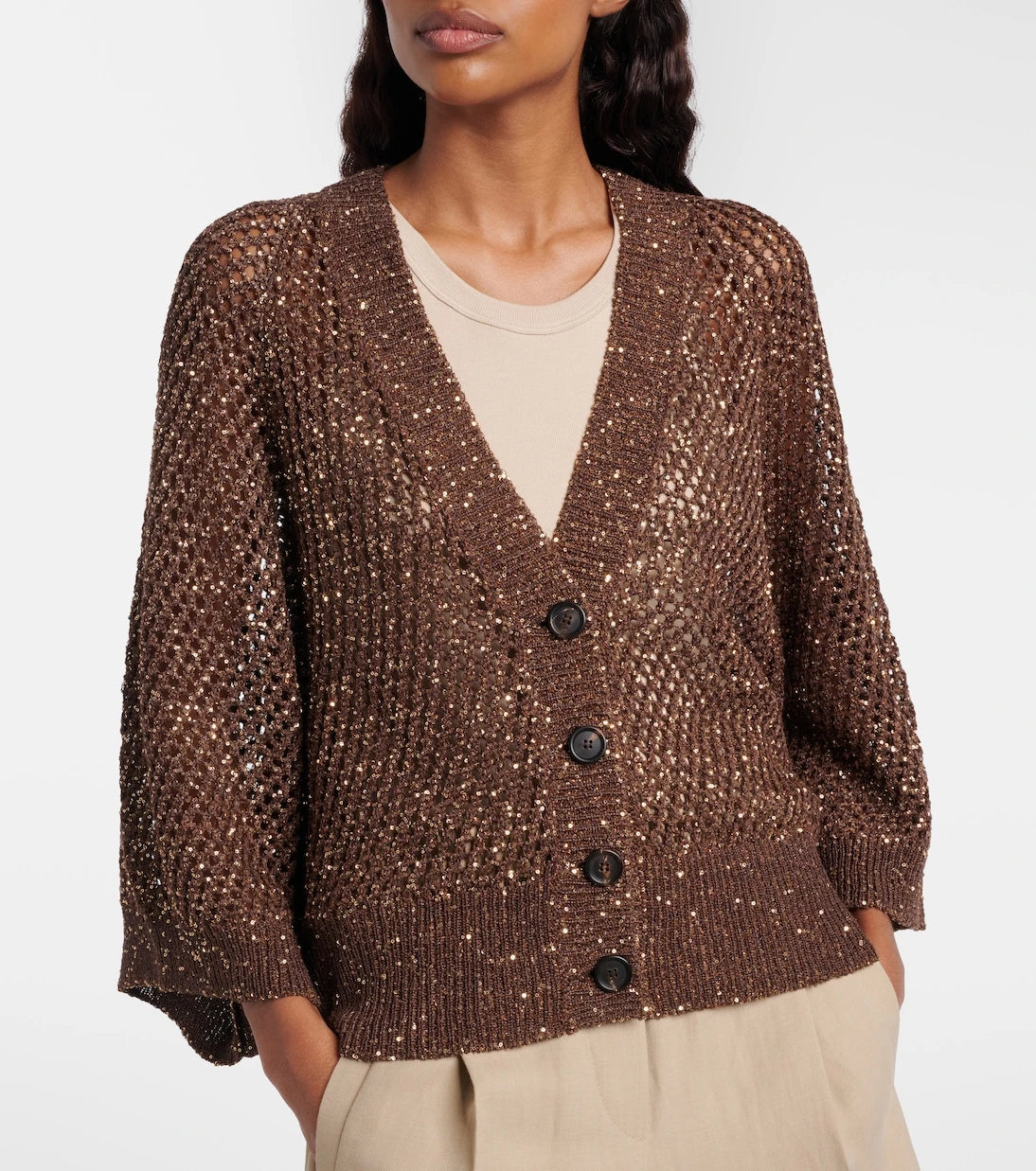 Brunello Cucinelli - Open-knit sequined cardigan