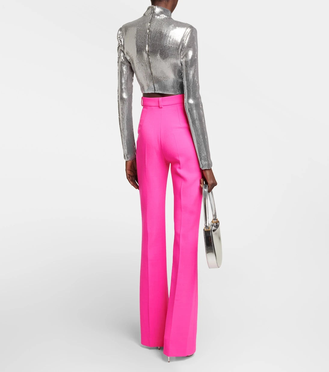 David Koma - High-rise flared wool-blend pants