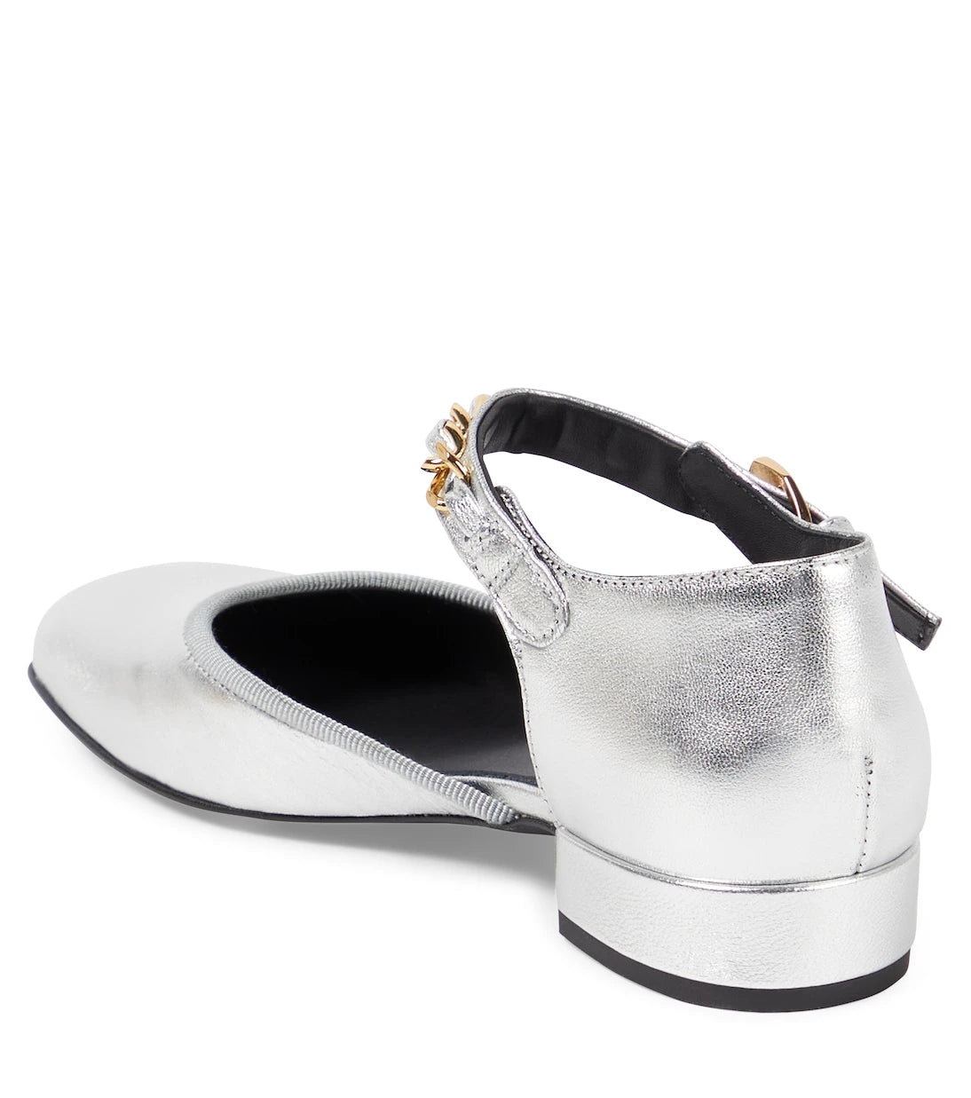 Versace Kids - La Medusa metallic leather flats