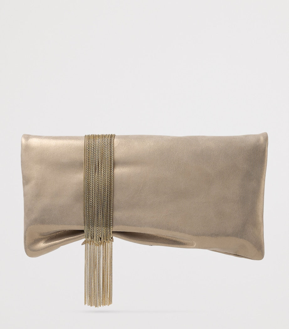 Jimmy Choo Gold Zandra Leather-Brass Clutch Bag