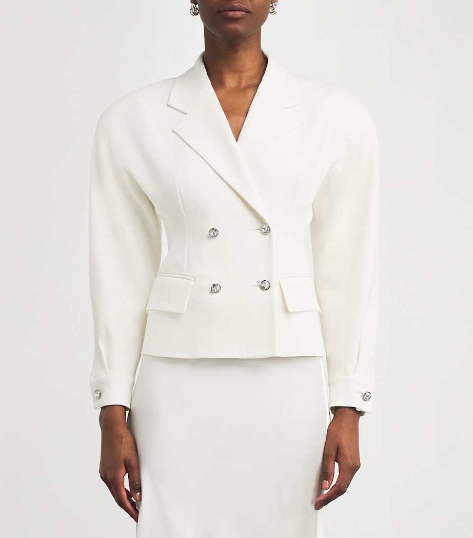 White Wool-Blend Crepe Jacket