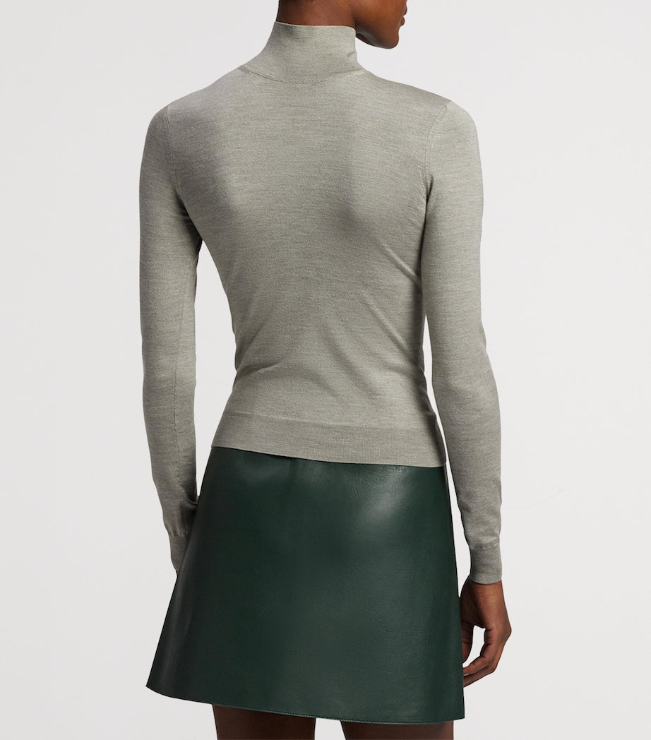 Ralph Lauren Collection Grey Mulberry Silk-Blend Turtleneck Sweatshirt