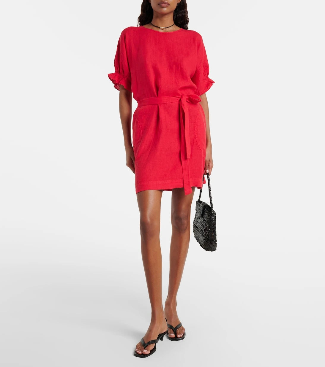 Velvet - Vivian belted linen minidress