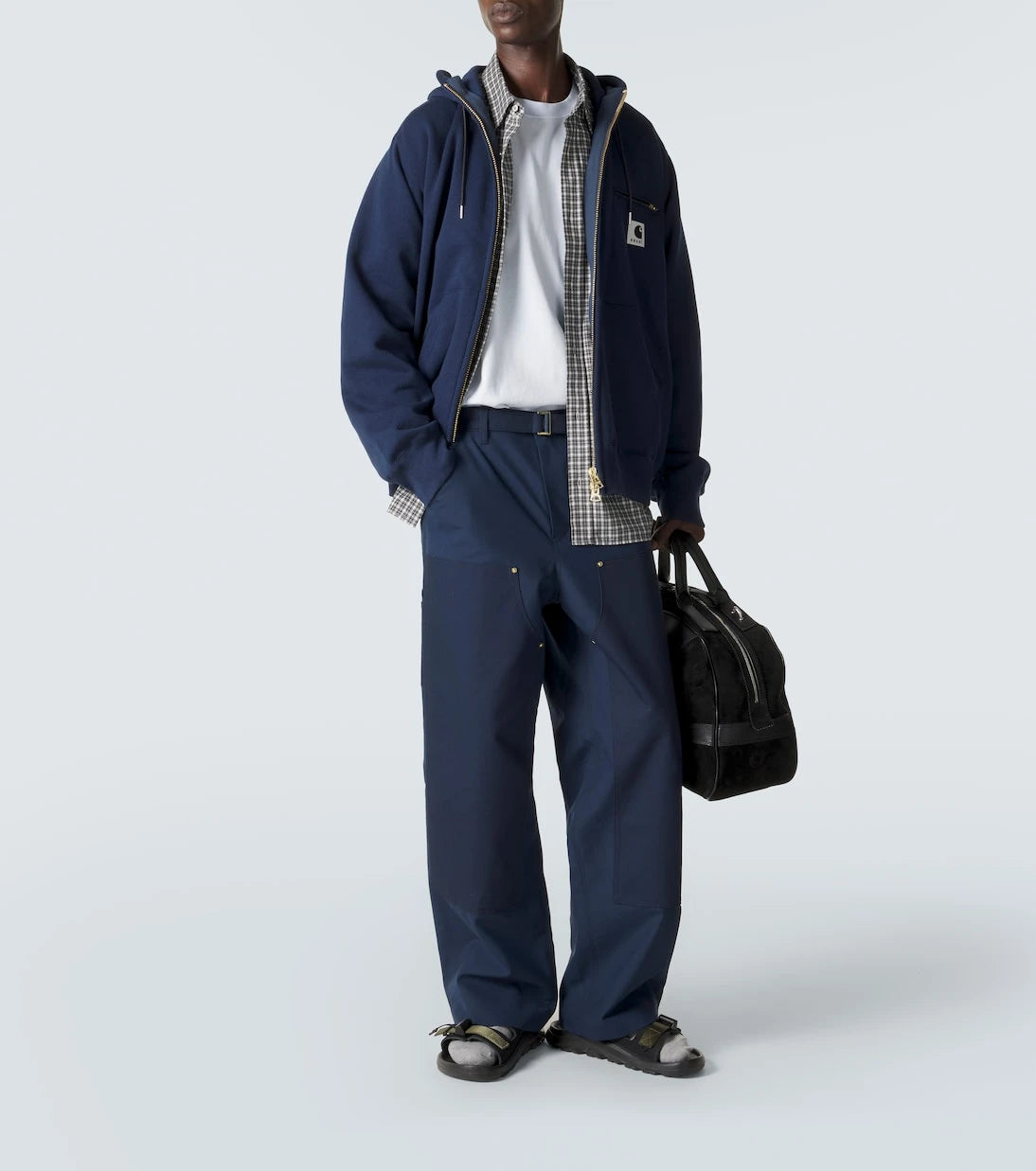 Sacai - بنطال واسع الساقين بحزام