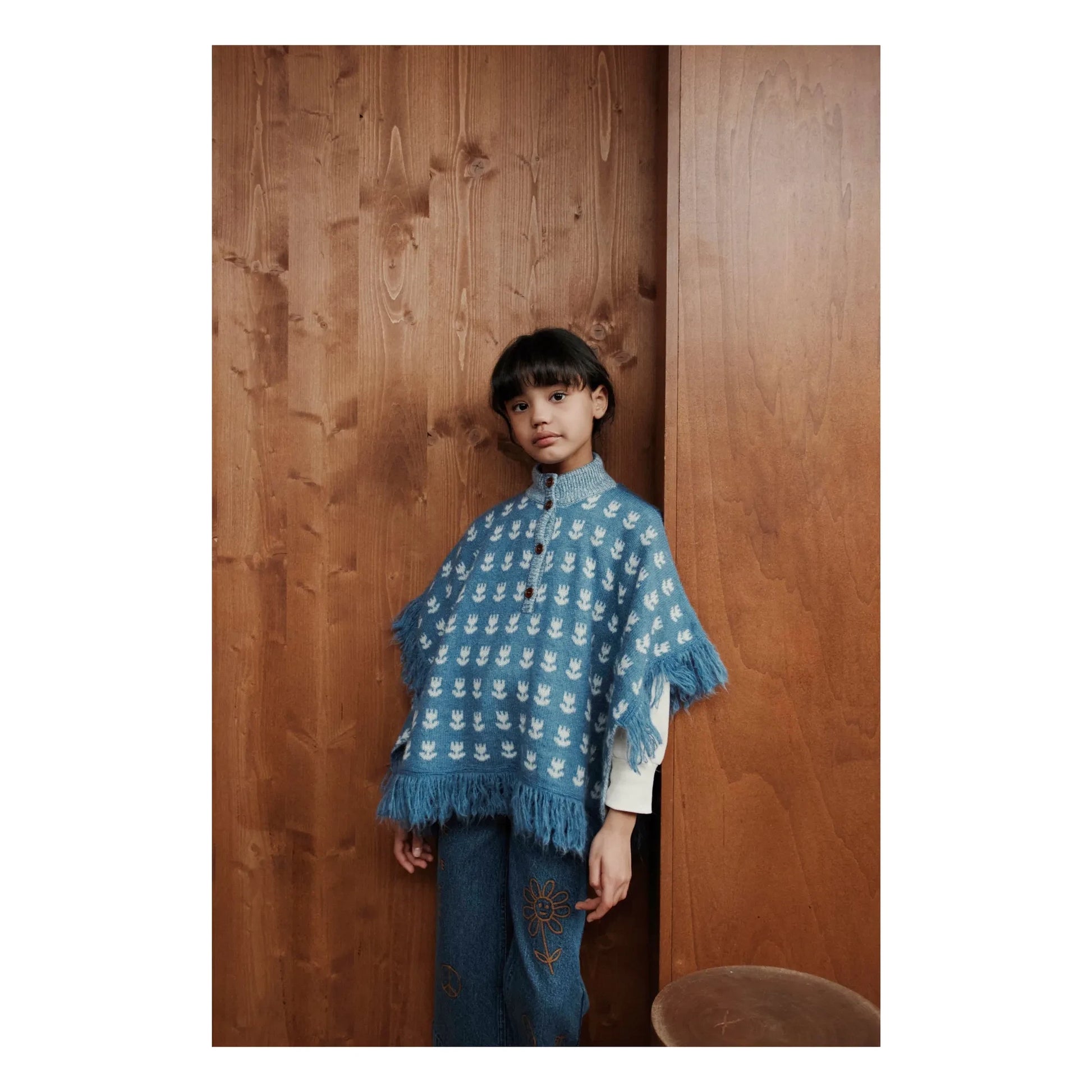 Emile et Ida - Tulip Wool Poncho | Blue