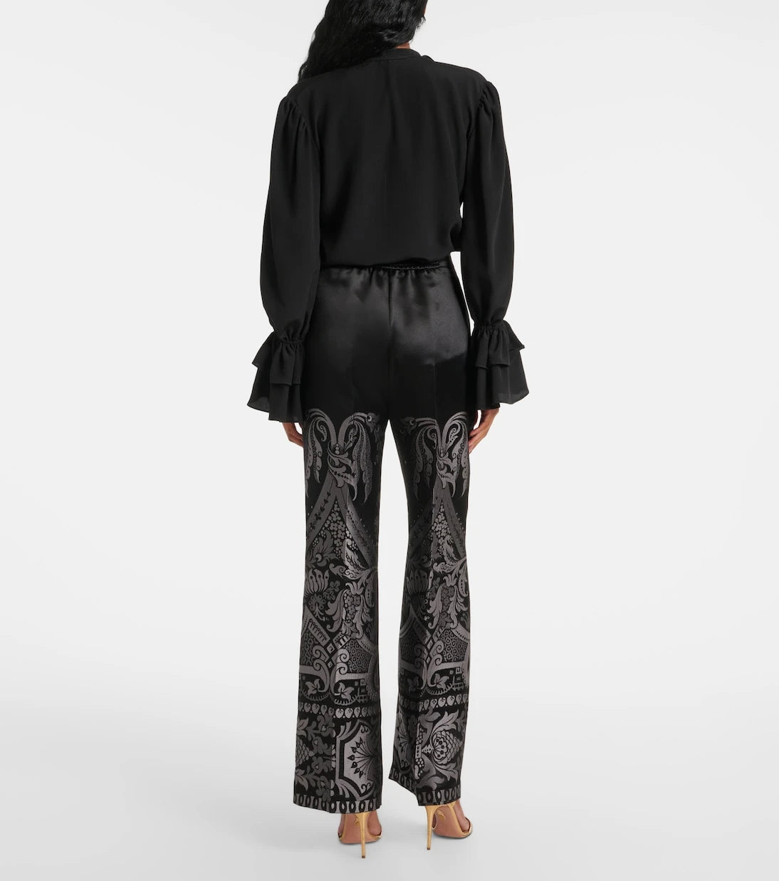 Etro - Printed silk-blend wide-leg pants