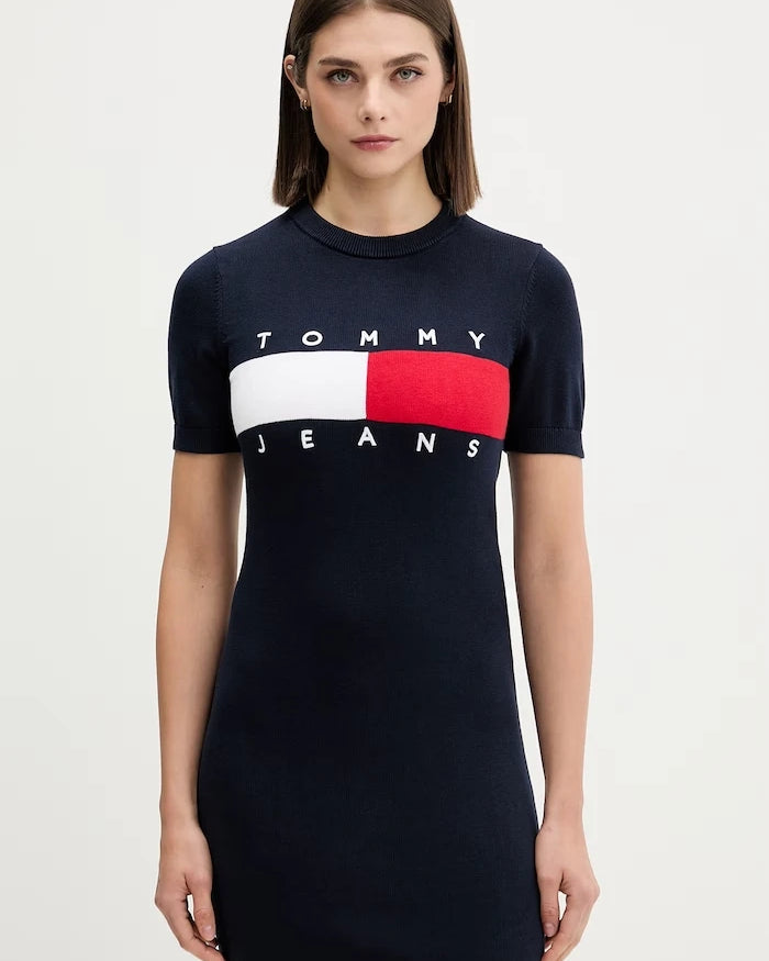 Tommy Jeans pamuklu kazak elbise