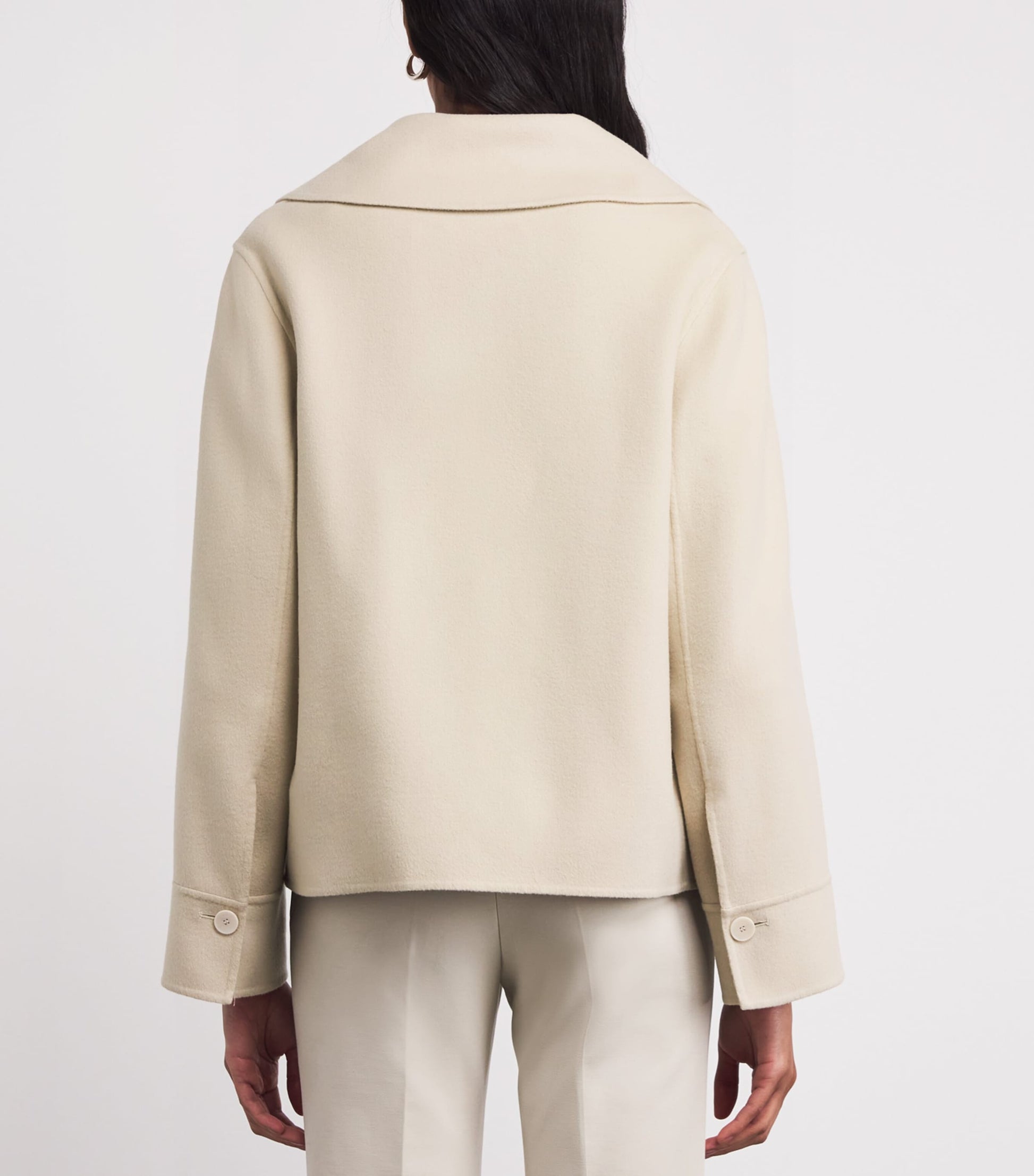 Beige Wool-Silk Rollet Jacket