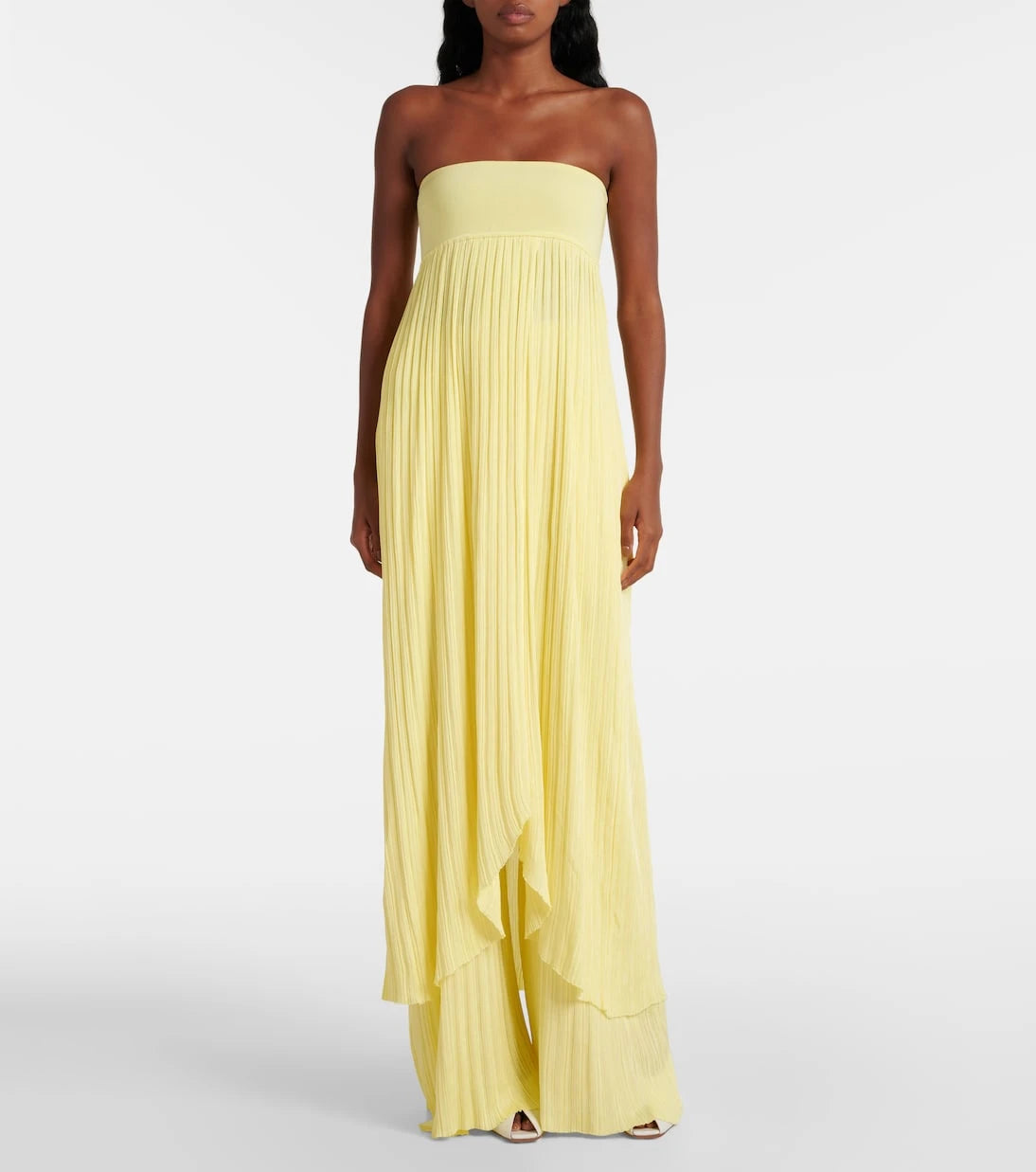 Alaïa - Pleated high-rise jersey straight pants