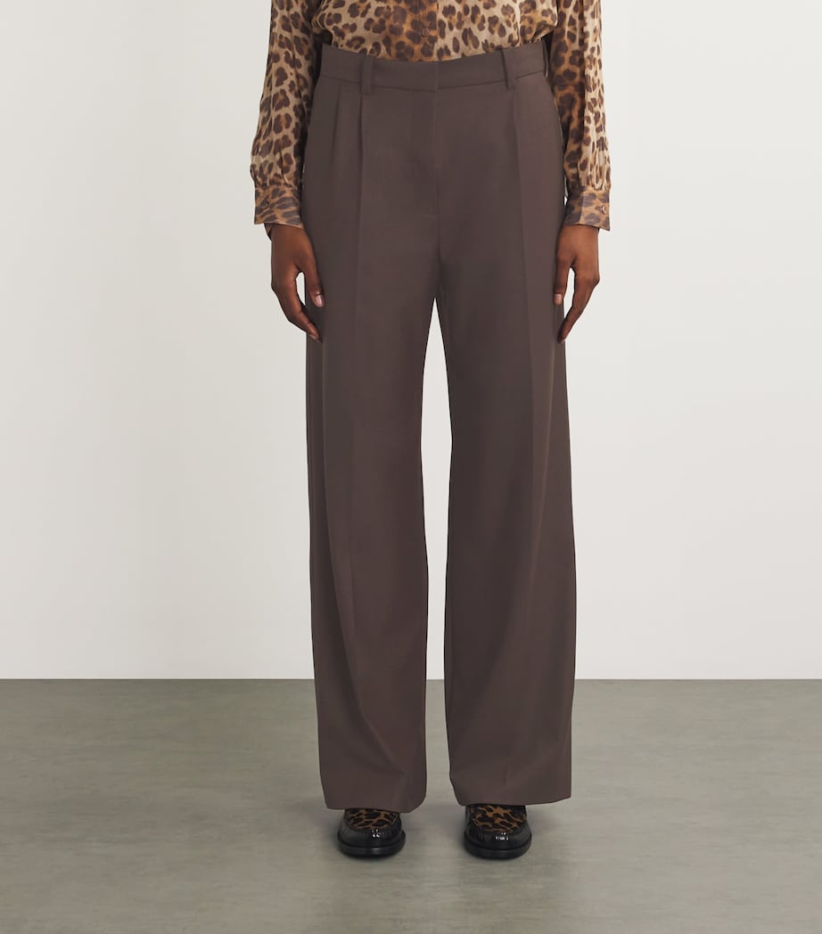 Maje Brown Wide-Leg Tailored Trousers
