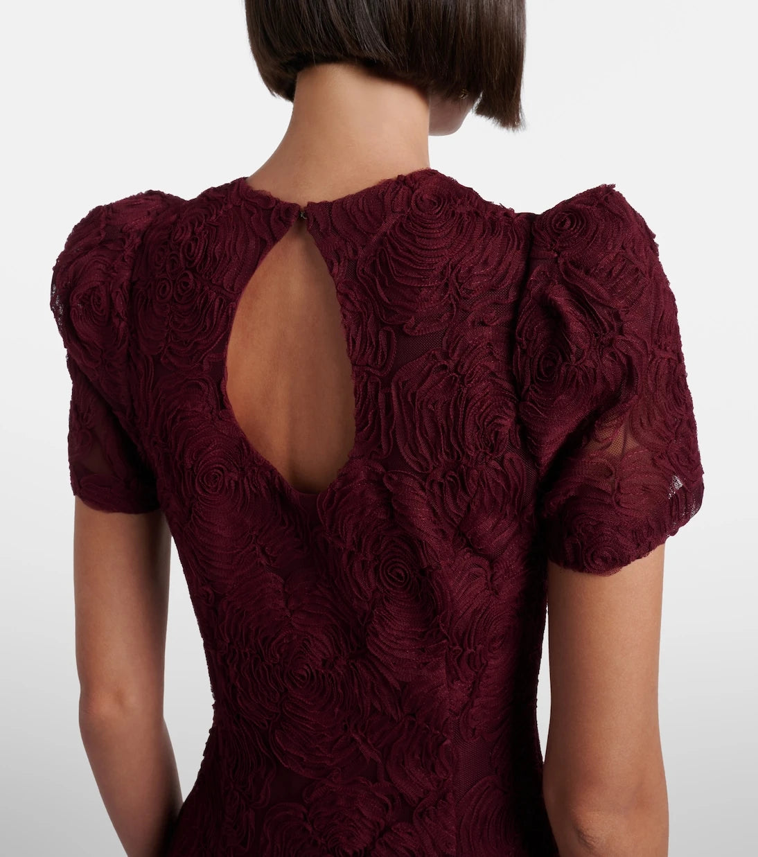 Rotate - Floral-appliqué mesh midi dress