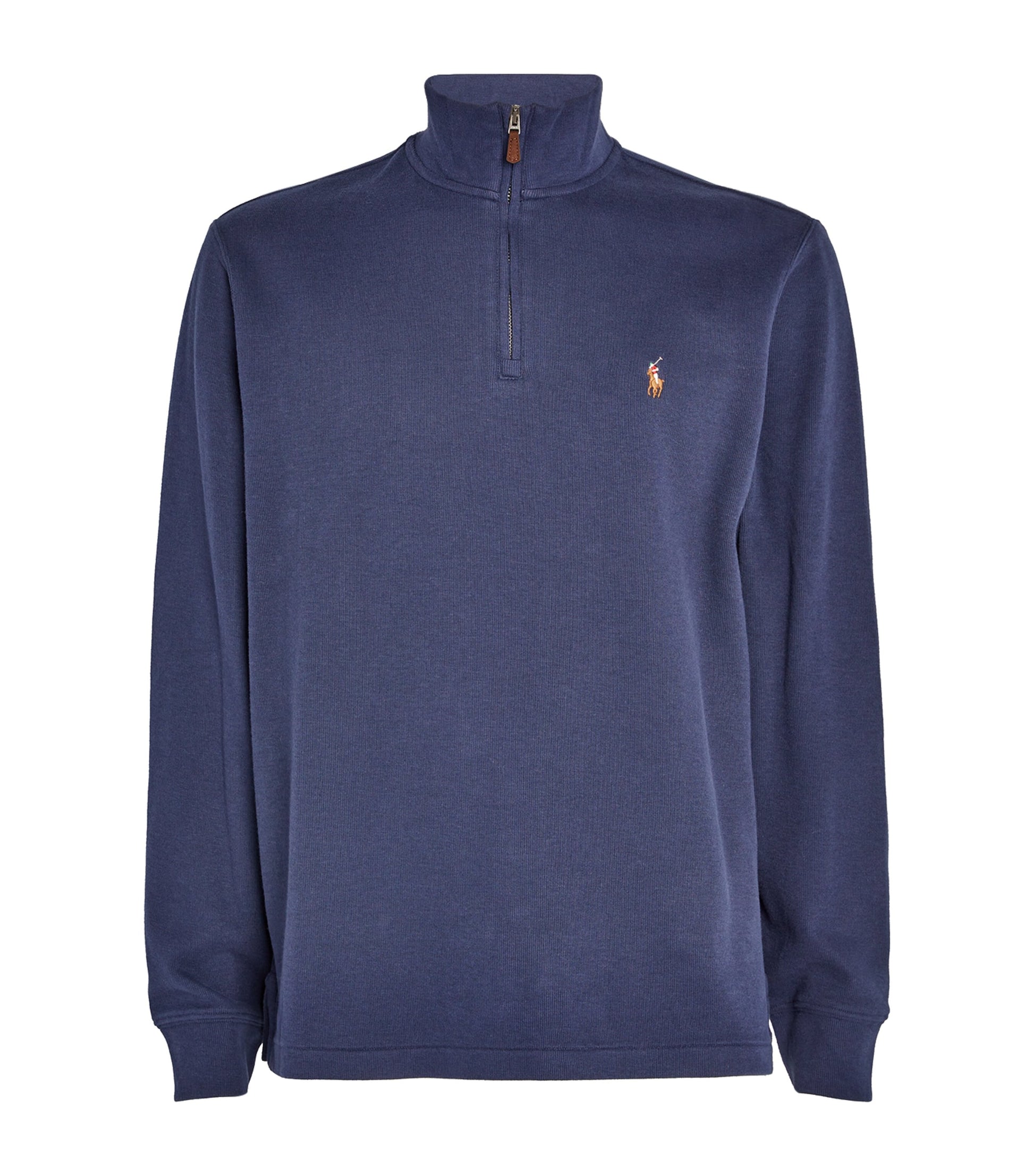 Navy Cotton Quarter-Zip Sweater