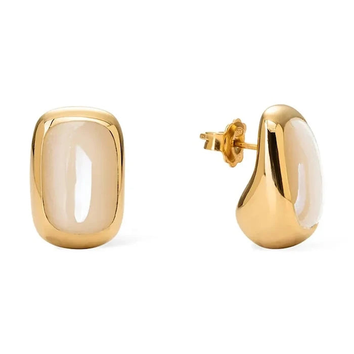 Emaye detaylı altın kaplama gümüş kadın küpeleri Alexis vanilla Earings