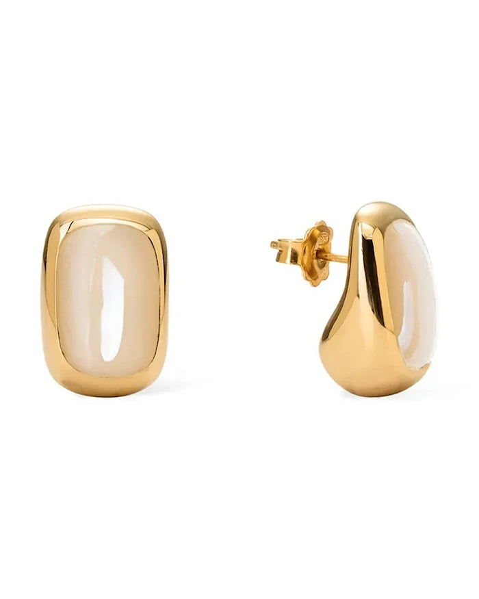 Emaye detaylı altın kaplama gümüş kadın küpeleri Alexis vanilla Earings