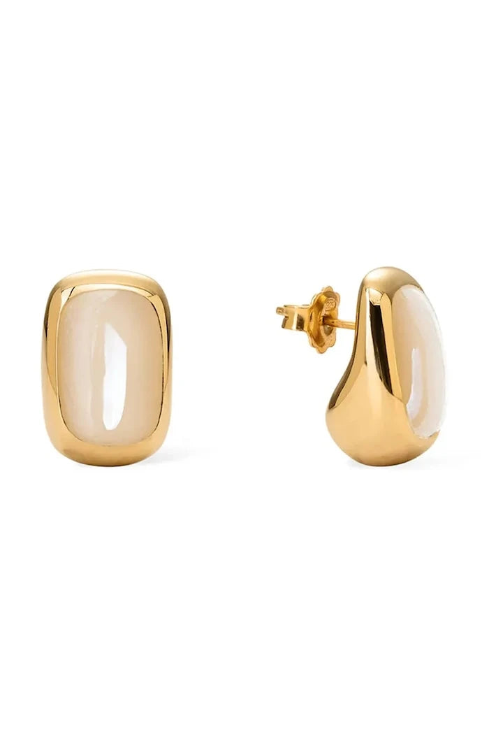 Emaye detaylı altın kaplama gümüş kadın küpeleri Alexis vanilla Earings