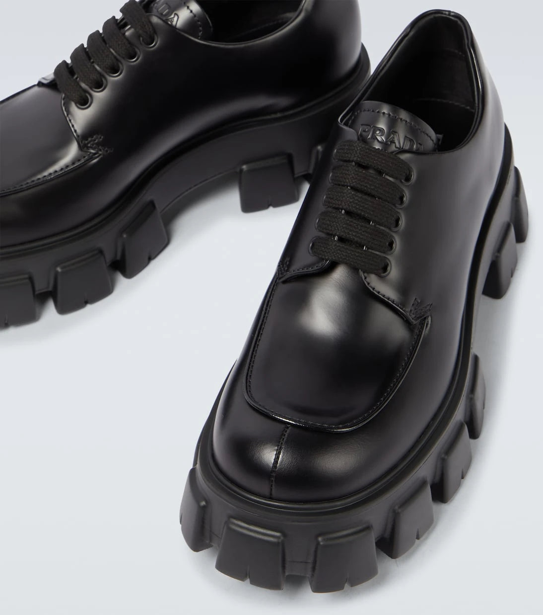 Prada - Monolith brushed leather derby shoes