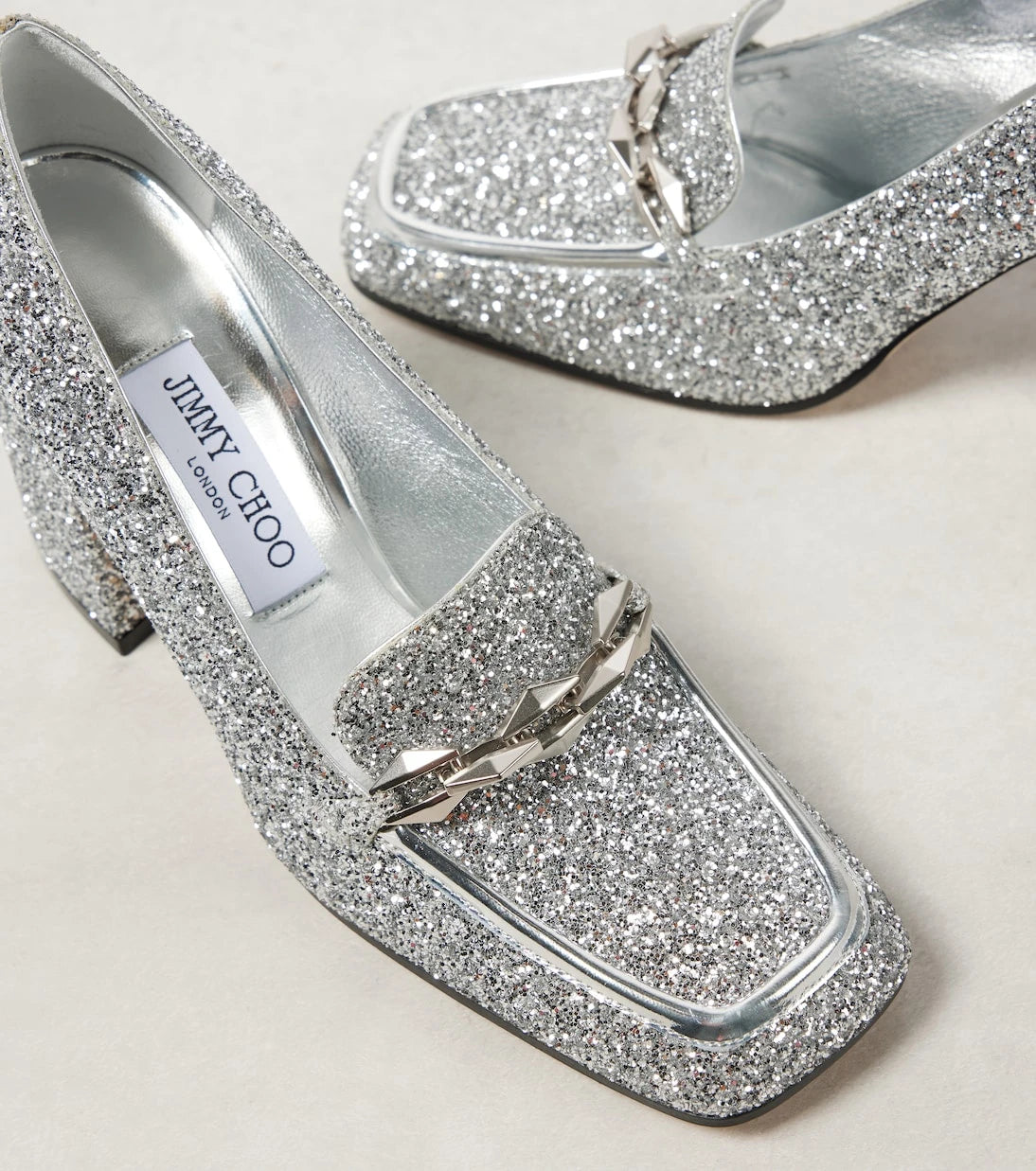 Jimmy Choo - Diamond Tilda 85 glitter loafer pumps