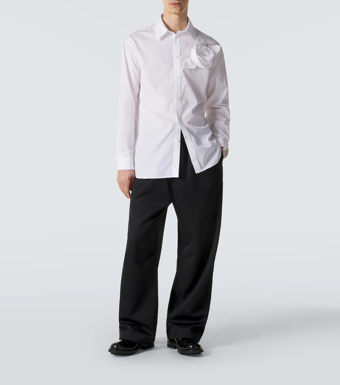 Simone Rocha - Floral-appliqué cotton poplin shirt