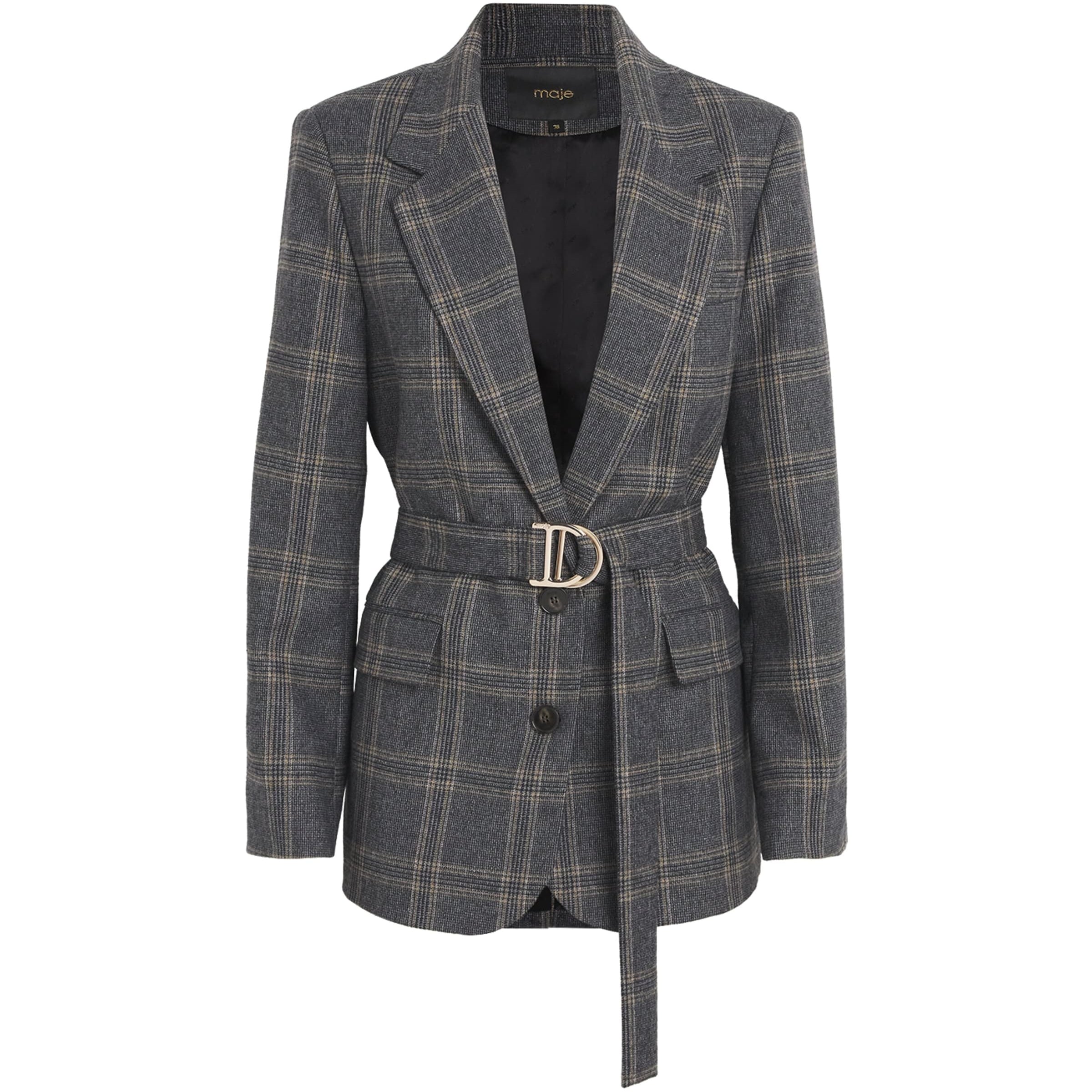 Maje Black Belted Single-Breasted Blazer